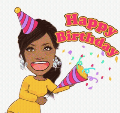 Woman In Party Hat Holding Confetti Cannon GIF
