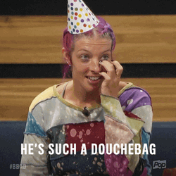 Woman In Party Hat Saying Douchebag GIF