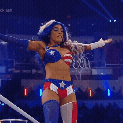 Woman In Patriotic Outfit In Wrestling Ring GIF
