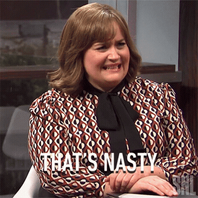Woman In Patterned Shirt Says That's Nasty GIF
