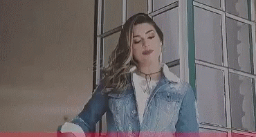Woman In Pink And Blue Denim Jacket GIF