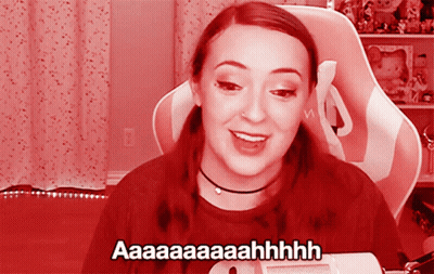 Woman In Pink And White Chair Saying Aa Aa Aahhh GIF