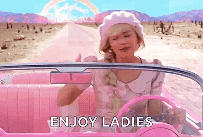 Woman In Pink Car Saying Enjoy Ladies GIF