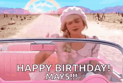Woman In Pink Car Saying Happy Birthday Mays GIF