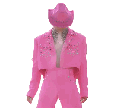 Woman In Pink Cowboy Hat And Pink Jacket Sticker