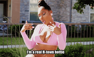 Woman In Pink Crop Top Saying I'm A Real H-Town Hottie GIF