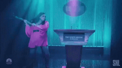 Woman In Pink Dress At White House Podium GIF