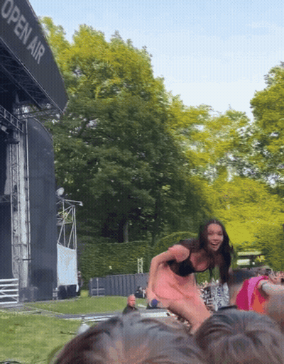 Woman In Pink Dress Dancing GIF