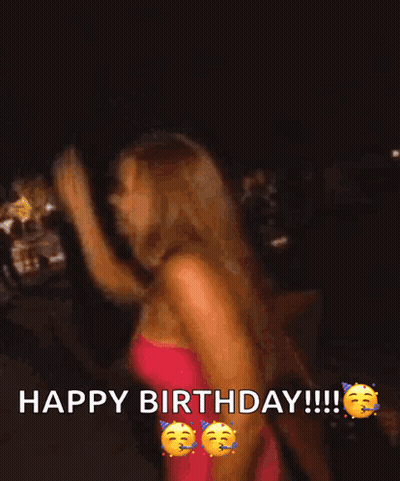 Woman In Pink Dress Dancing Happy Birthday GIF