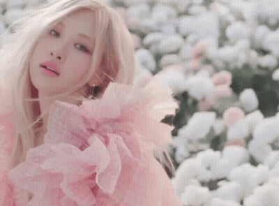 Woman In Pink Dress Dancing In Flower Field GIF