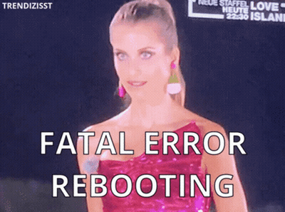 Woman In Pink Dress Fatal Error Rebooting GIF