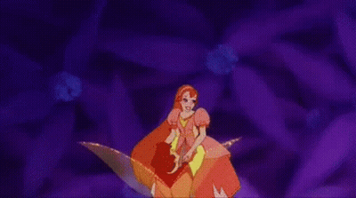 Woman In Pink Dress Flying With Child GIF