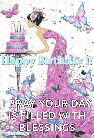 Woman In Pink Dress Happy Birthday Card GIF