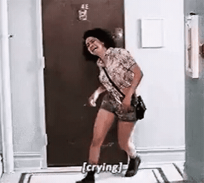 Woman In Pink Dress In Kitchen Saying Does Your Dress Have To Go Over Your Head GIF