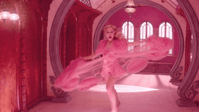 Woman In Pink Dress In Pink Room GIF