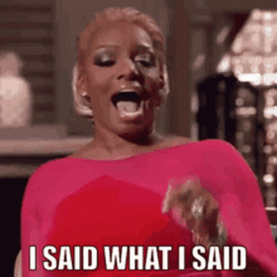 Woman In Pink Dress Making Funny Face Saying I Said What I Said GIF