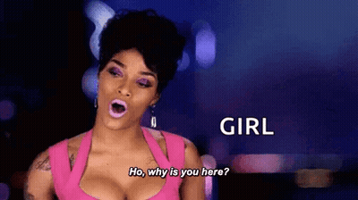 Woman In Pink Dress Saying Ho Why Is You Here GIF