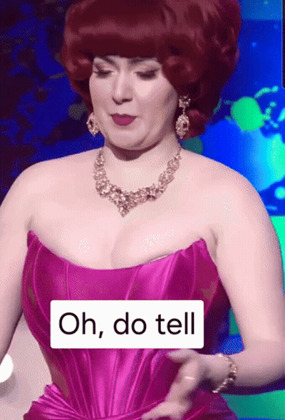 Woman In Pink Dress Saying Oh Do Tell GIF