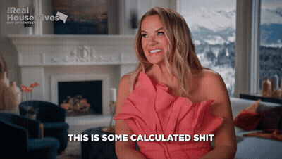 Woman In Pink Dress Saying This Is Some Calculated Shit GIF