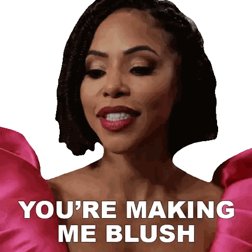 Woman In Pink Dress Saying Youre Making Me Blush Sticker