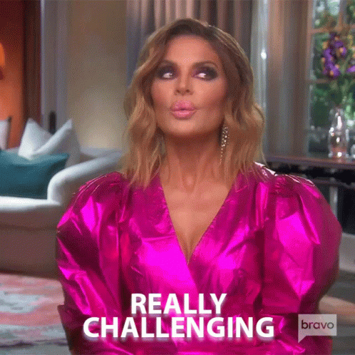 Woman In Pink Dress Says Really Challenging On Bravo GIF