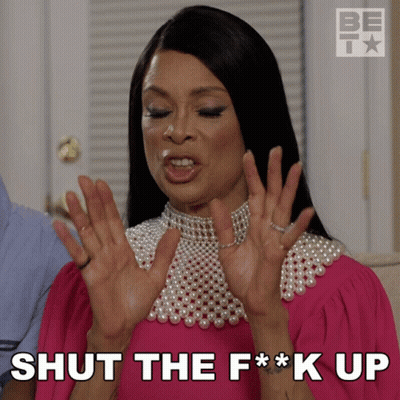 Woman In Pink Dress Says Shut The F*ck Up GIF