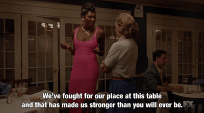 Woman In Pink Dress Says We've Fought For Our Place At This Table GIF
