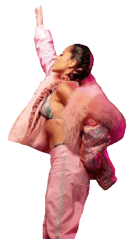 Woman In Pink Fur Coat Dancing Sticker