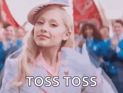 Woman In Pink Hat With Toss Toss Text GIF