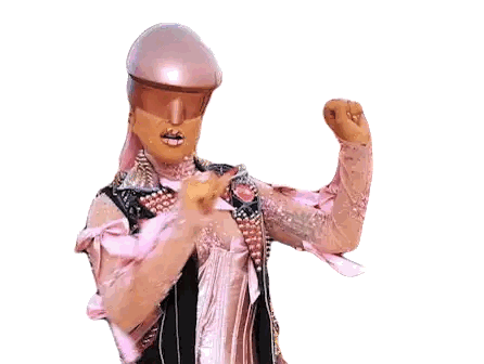 Woman In Pink Helmet And Sunglasses Flexing Sticker