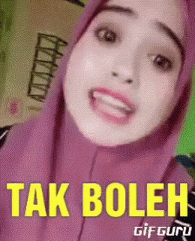 Woman In Pink Hijab Making Funny Face Saying Tak Boleh GIF
