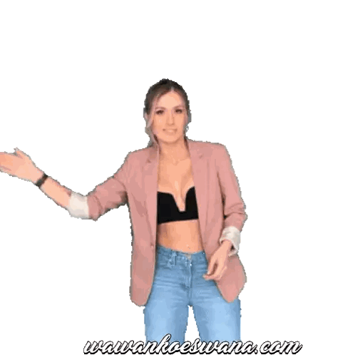 Woman In Pink Jacket And Blue Jeans Dancing La Sticker
