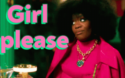 Woman In Pink Jacket And Necklace Says Girl Please GIF