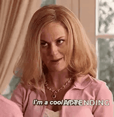 Woman In Pink Jacket And Necklace Says I'm A Cool Attendee GIF