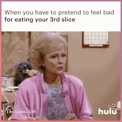 Woman In Pink Jacket Eating Third Slice GIF