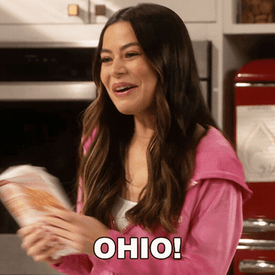 Woman In Pink Jacket Saying Ohio GIF
