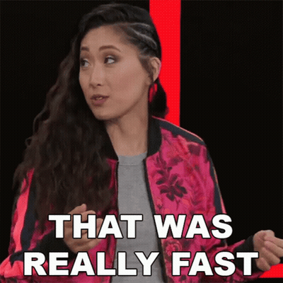 Woman In Pink Jacket Saying That Was Really Fast GIF