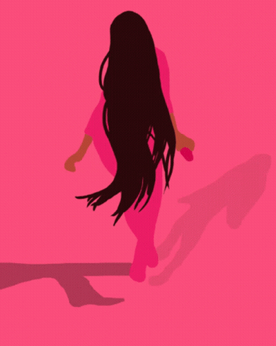 Woman In Pink Jumpsuit With Long Black Hair GIF