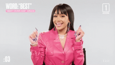 Woman In Pink Leather Jacket With Best I Ever Had Drake GIF