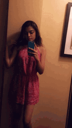 Woman In Pink Mirror Selfie GIF