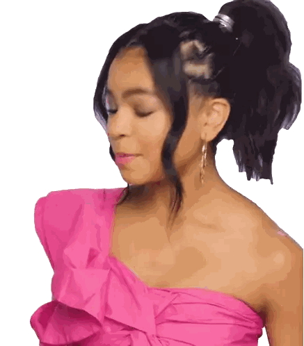 Woman In Pink Off The Shoulder Top Looking Down Sticker
