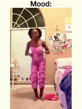 Woman In Pink Pajamas Dancing Mood GIF
