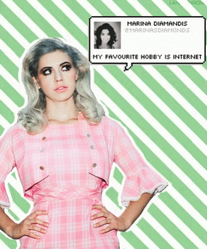 Woman In Pink Plaid Dress With Speech Bubble GIF