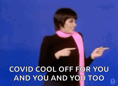 Woman in Pink Scarf Pointing Covid Cool Off For You And You And You Too