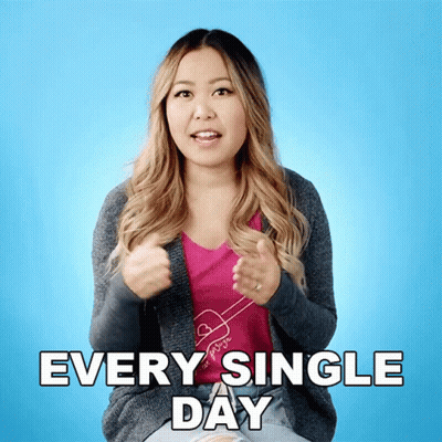 Woman In Pink Shirt And Gray Cardigan Saying Every Single Day GIF