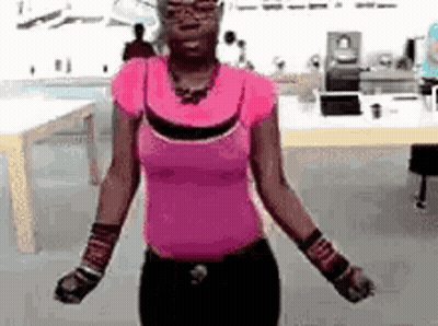 Woman In Pink Shirt Dancing GIF