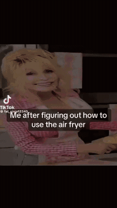 Woman In Pink Shirt Explaining How To Use Air Fryer GIF