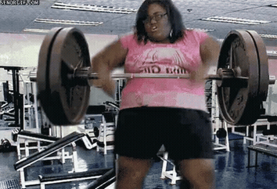 Woman In Pink Shirt Lifting Barbell GIF