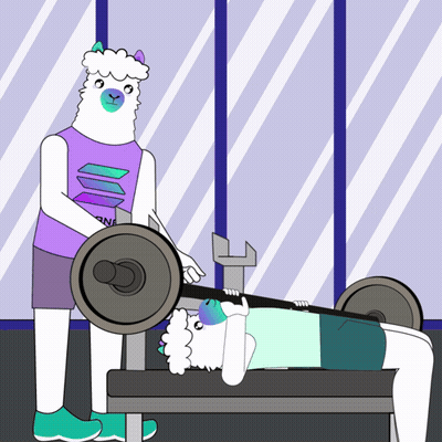 Woman In Pink Shirt Lifting Barbell With Lotto Sign On Head GIF