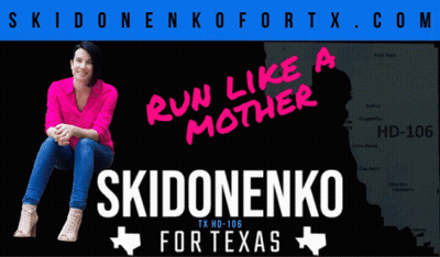 Woman In Pink Shirt Near Run Like A Mother Skidonenko For Texas Sign GIF